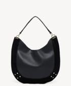 Sole Society Sole Society Blaine Genuine Suede Hobo Bag Black Vegan Leather
