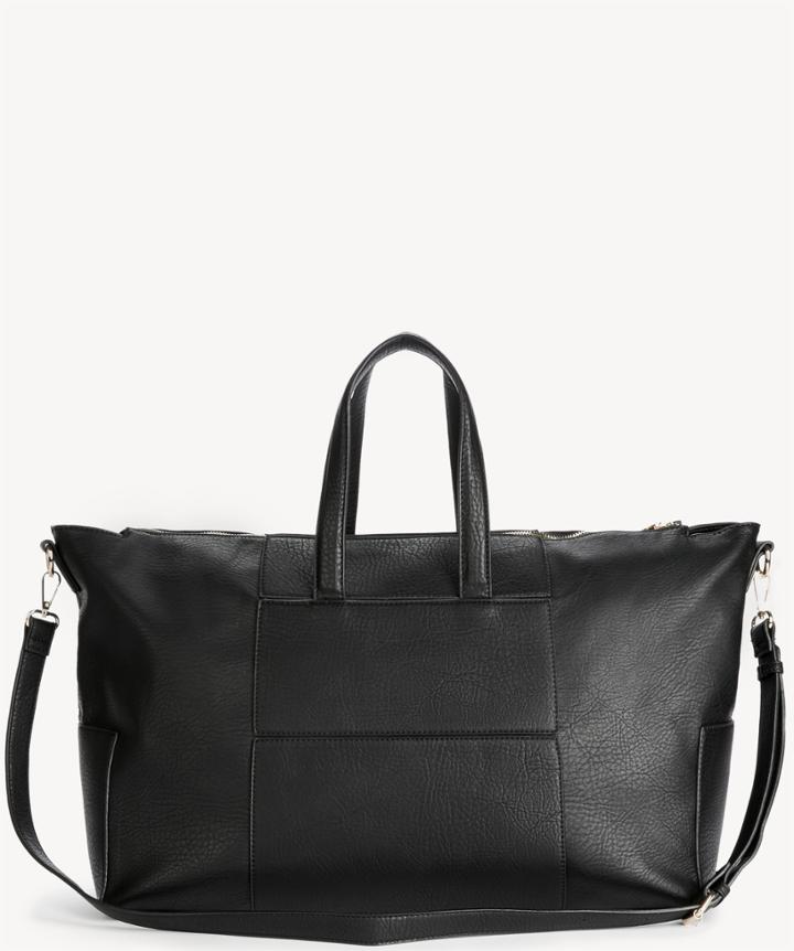 Sole Society Sole Society Cory Vegan Winged Weekender Bag Black Leather