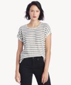 Vince Camuto Vince Camuto Women's Pique Stripe Roll Sleeve Tee In Color: Rich Black Size Xs From Sole Society