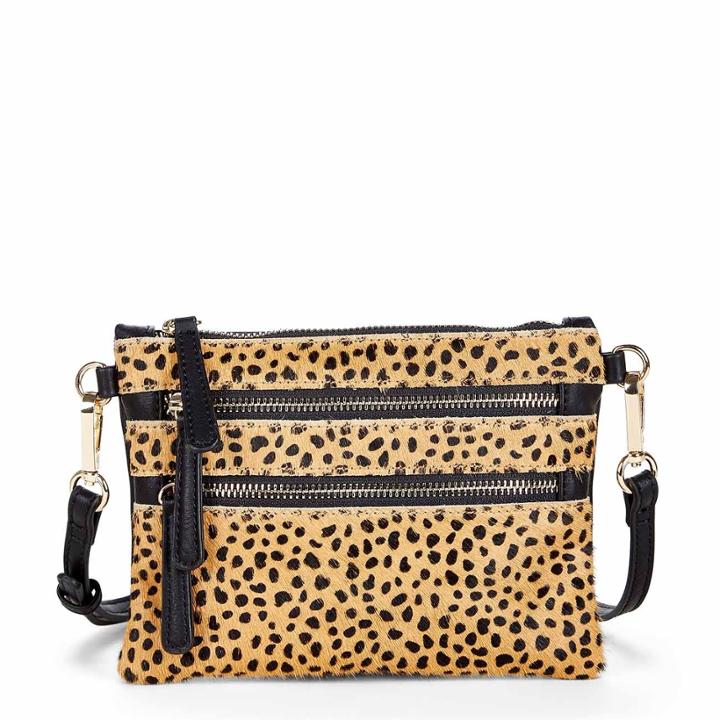 Sole Society Sole Society Camilla Zipper Crossbody - Brown Haircalf