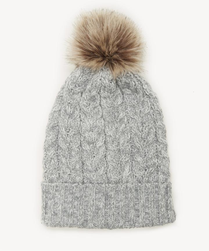 Sole Society Women's Waffle Knit Beanie Hat With Pom Detail Grey One Size Acrylic From Sole Society