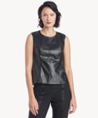 Vince Camuto Vince Camuto Women's S/l Knit Pleather Shell In Color: Rich Black Size Xs From Sole Society