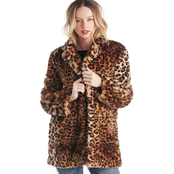 J.o.a. J.o.a. Leopard Print Faux Fur Coat - Leopard-s