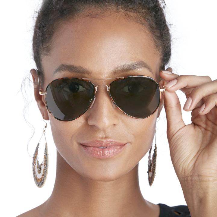 Sole Society Sole Society Savanna Basic Aviator Sunglasses - Brown Tort-one Size