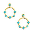 Karen London Karen London 24k Gold Plated Statement Earrings - Turquoise