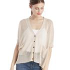 Sole Society Sole Society Sheer Cardigan With Pockets - Taupe-one Size