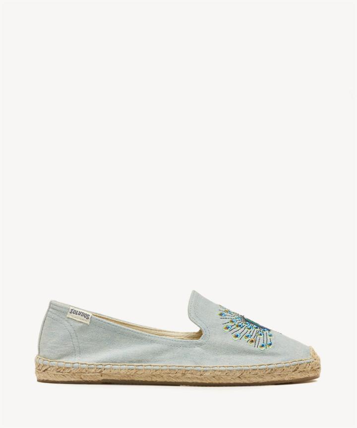 Soludos Soludos Peacock Smoking Slippers Embroidered Espadrille Chambray Size 6 From Sole Society