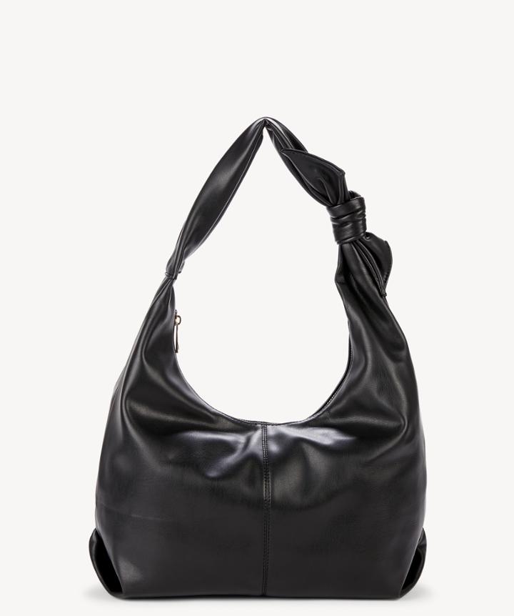 Sole Society Sole Society Niki Vegan Hobo Bag W/ Bow Detail Black Leather