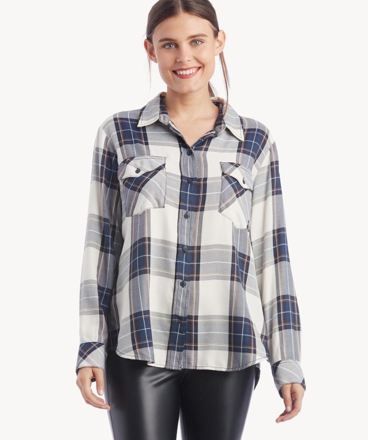 Sanctuary Sanctuary Women's Boyfriend For Life Shirt In Color: Human Nature Plaid Size Xs From Sole Society