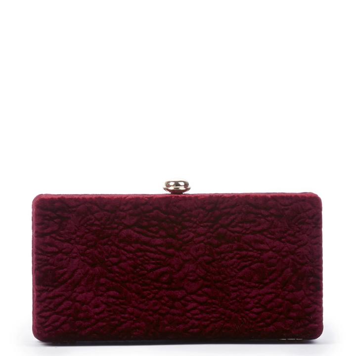 Sole Society Sole Society Lyn Exotic Velvet Box Clutch Ruby Dacron