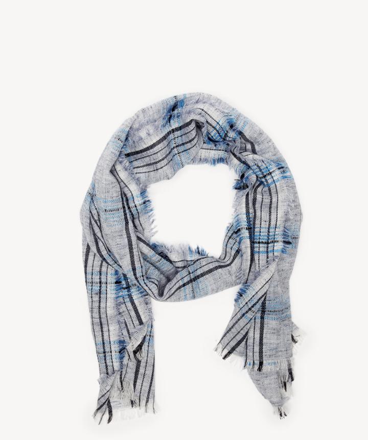 Sole Society Women's Wool Blend Plaid Scarf Grey Combo Viscose From Sole Society