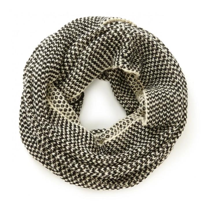 Sole Society Sole Society Two Tone Mixed Knit Scarf - Black Combo-one Size