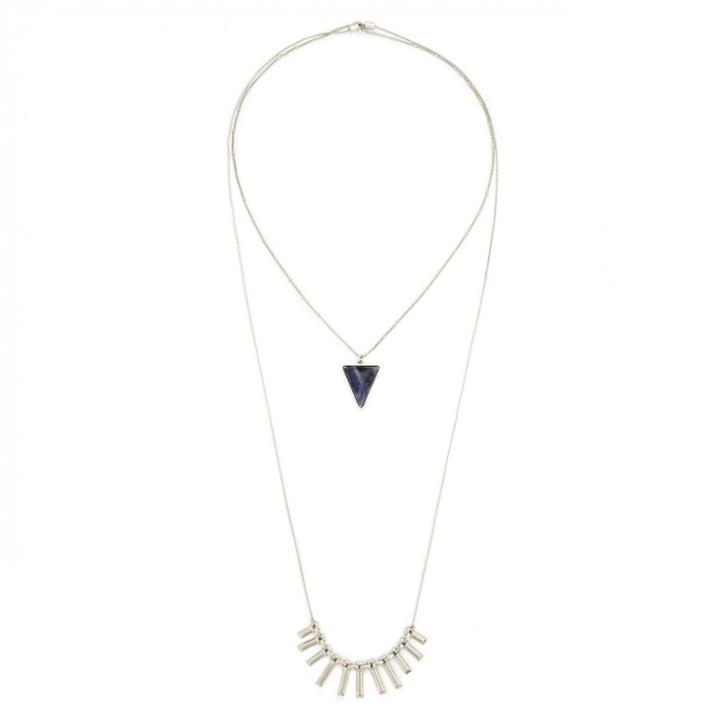 Sole Society Sole Society Layered Natural Stone Necklace - Silver-one Size