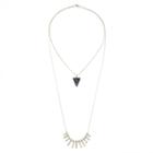 Sole Society Sole Society Layered Natural Stone Necklace - Silver-one Size