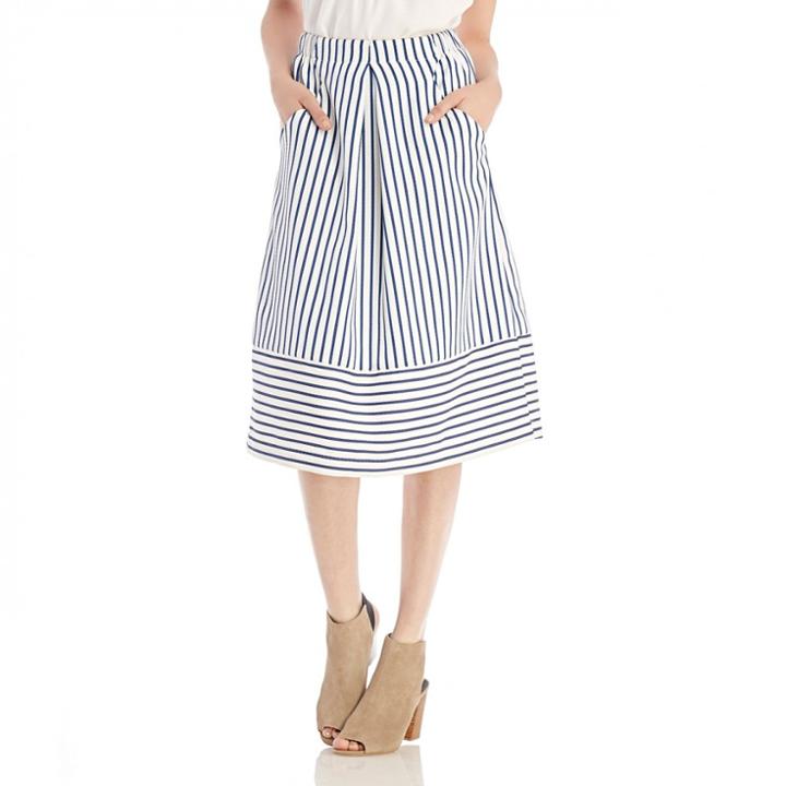 J.o.a. J.o.a. Striped A-line Skirt - Cobalt-x-small