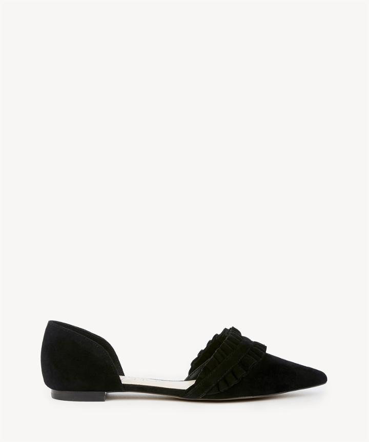 Sole Society Sole Society Rosalind Ruffle Dorsay Flats Black Size 8.5 Suede