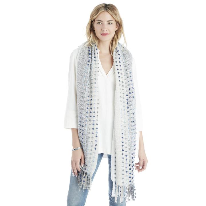 Sole Society Sole Society Knit Dot Scarf With Tassels - Beige