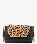 Sole Society Women's Chusy Crossbody Bag Genuine Suede Mix Black Leopard Vegan Leather Genuine Suede From Sole Society