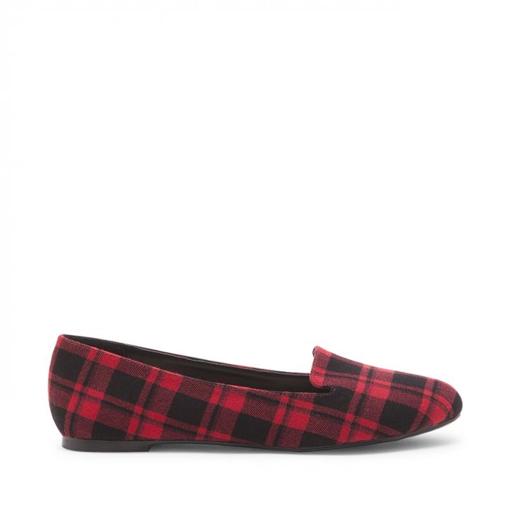 Sole Society Sole Society Jaimin Smoking Slipper - Red Black Plaid-6.5