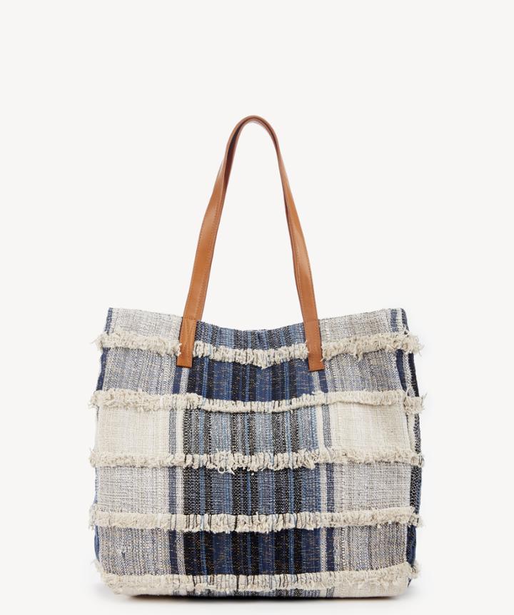 Sole Society Sole Society Collet Fabric Tote Denim Combo Faux Leather