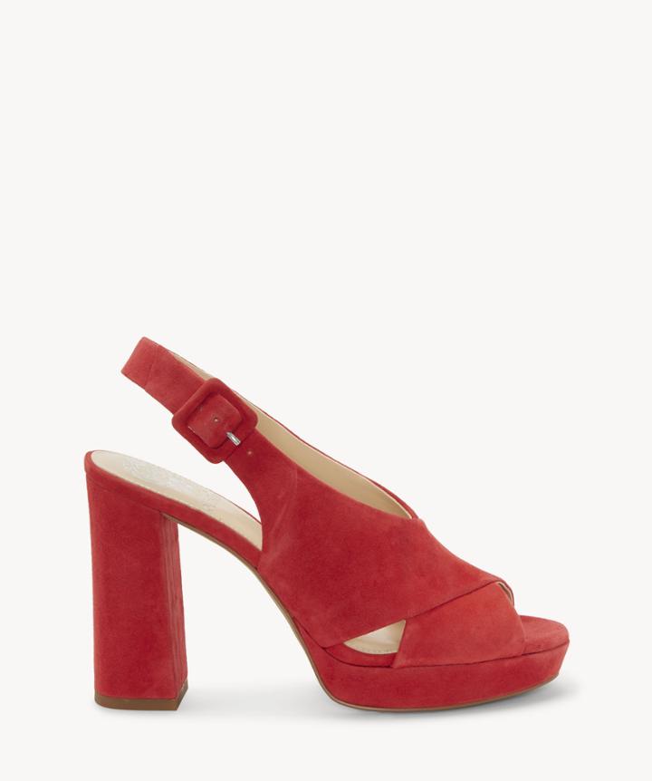 Vince Camuto Vince Camuto Women's Javasan Platform Sandals Glamour Red Size 5 Suede From Sole Society