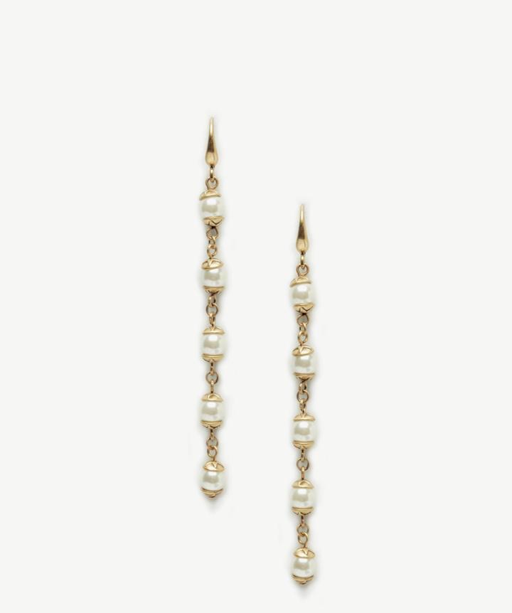 Sole Society Women's Pearl Linear Earrings Gold One Size From Sole Society