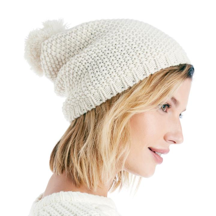 Sole Society Sole Society Waffle Knit Beanie W/ Pom - Blush