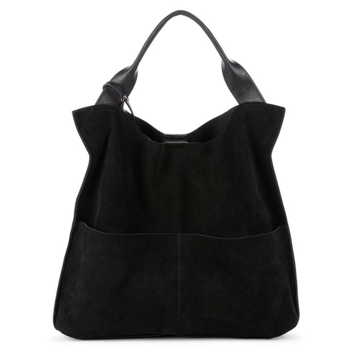 Sole Society Sole Society Jamari Genuine Suede Oversize Tote - Black-one Size