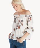 J.o.a. J.o.a. Embroidered Off The Shoulder Top