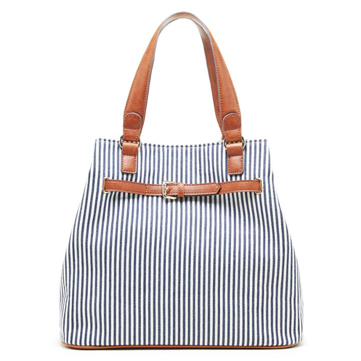 Sole Society Sole Society Nina Convertible Fabric Tote - Navy Cream