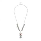 Sole Society Sole Society Stone And Coin Pendant Necklace - Silver-one Size