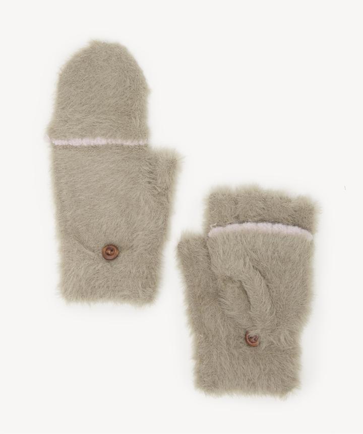 Sole Society Women's Solid Pop Top Mittens With Contrast Trim Sage One Size Acrylic From Sole Society