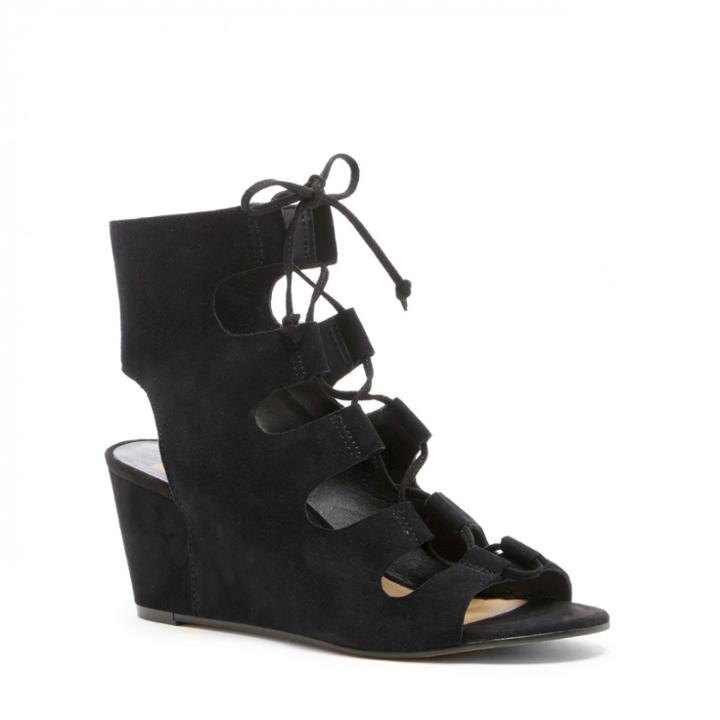 Dolce Vita Dolce Vita Louise Lace-up Wedge Sandal - Black-6