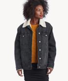 Sanctuary Sanctuary Women's Statement Sherpa Denim Jacket In Color: Dtla Black Size Xs From Sole Society