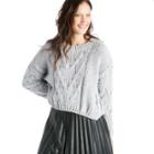 J.o.a. J.o.a. Side Slit Cable Front Sweater - Light Grey