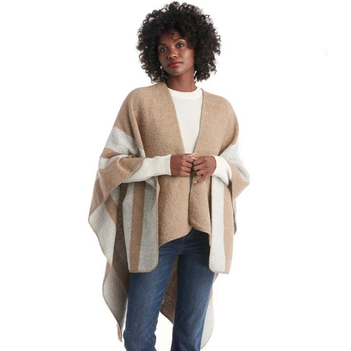 Sole Society Sole Society Colorblock Ruana - Camel Combo-one Size