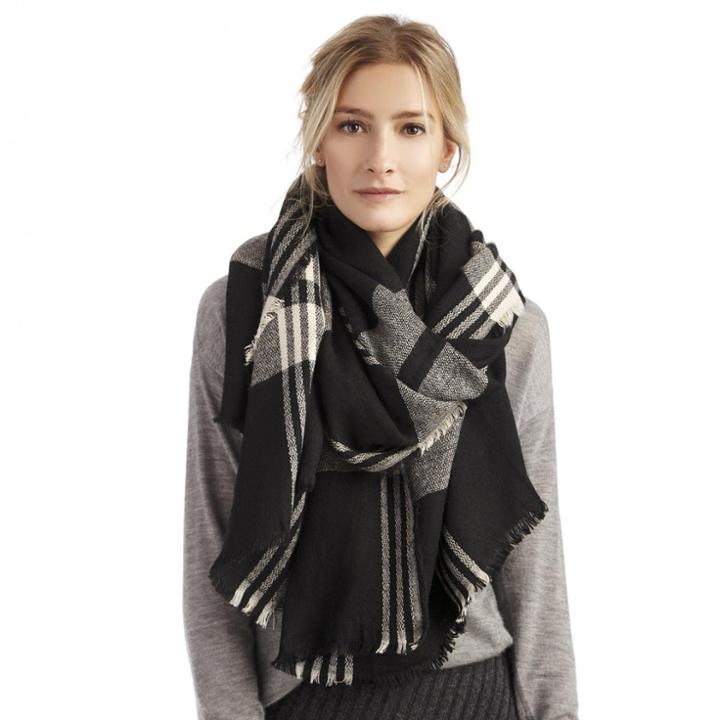 Sole Society Sole Society Wool Plaid Scarf - Black-one Size
