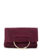 Sole Society Women's Darci Clutch Genuine Suede Foldover With Metal Detail Oxblood From Sole Society