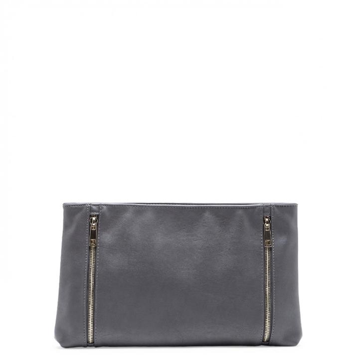 Sole Society Sole Society Judd Oversize Vegan Zippered Clutch - Grey-one Size