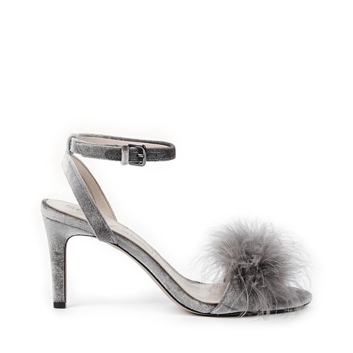 Sole Society Sole Society Lindzay Feather Detail Sandal - Dark Grey