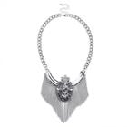 Sole Society Sole Society Crystal Fringe Statement Necklace - Silver-one Size
