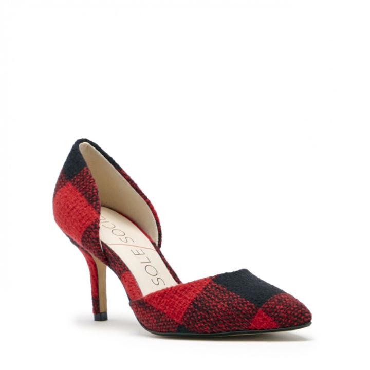 Sole Society Sole Society Chels Dorsay High Heel Pump - Red Black-9.5