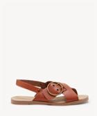 Sole Society Sole Society Misha Oversized Buckle Flats Cognac Size 5 Leather