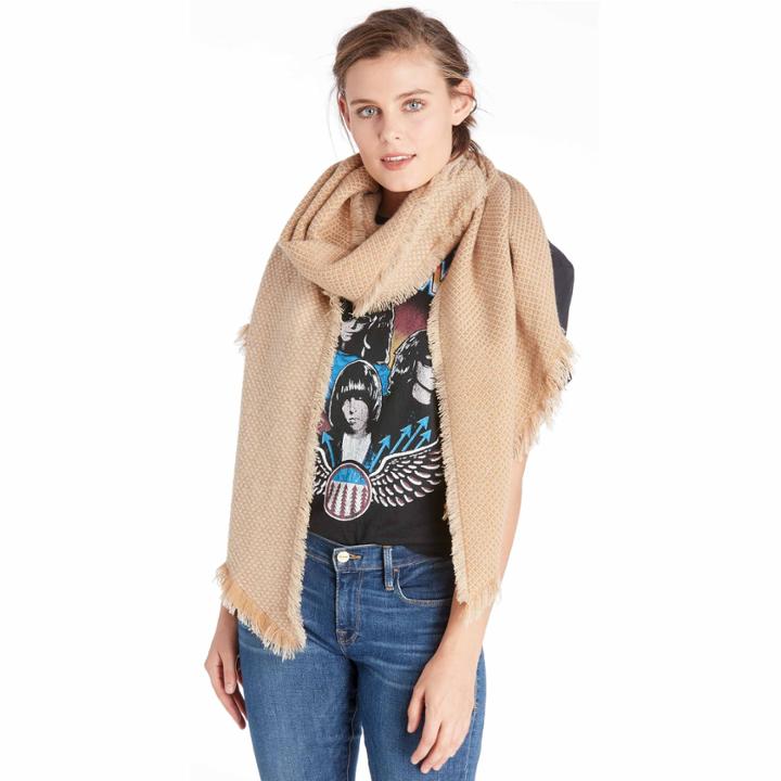 Sole Society Sole Society Cross Hatch Diamond Scarf - Camel-one Size
