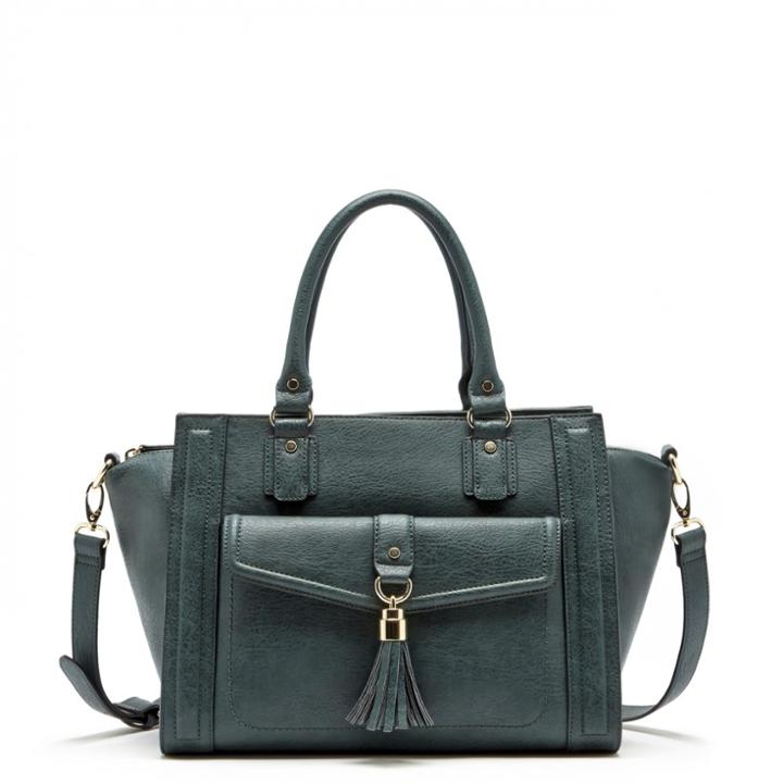 Sole Society Sole Society Johnson Medium Satchel With Front Pocket - Woodland Green-one Size