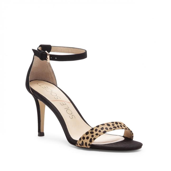 Sole Society Sole Society Dace Ankle Strap Heeled Sandal - Leopard Black-5.5