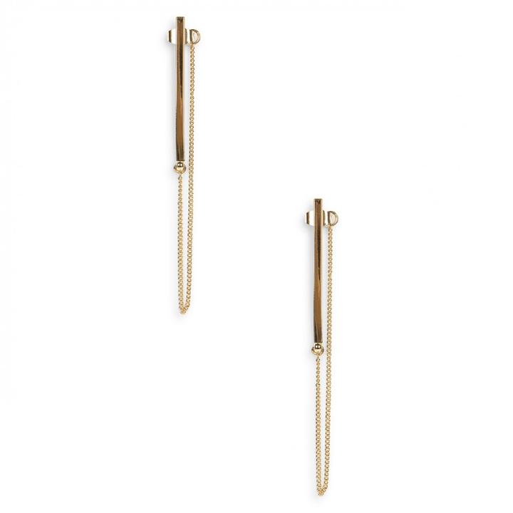 Sole Society Sole Society Modern Bar Front To Back Earring - Gold