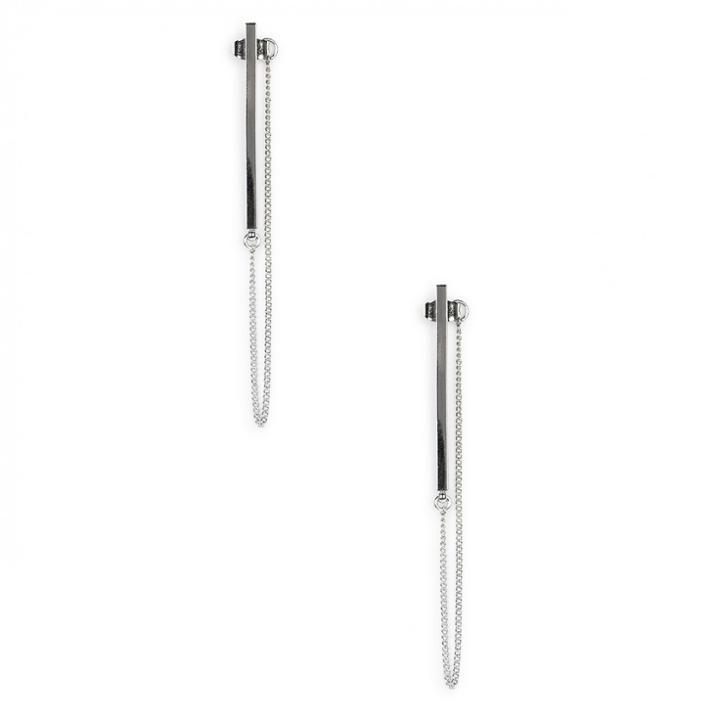 Sole Society Sole Society Modern Bar Front To Back Earring - Silver