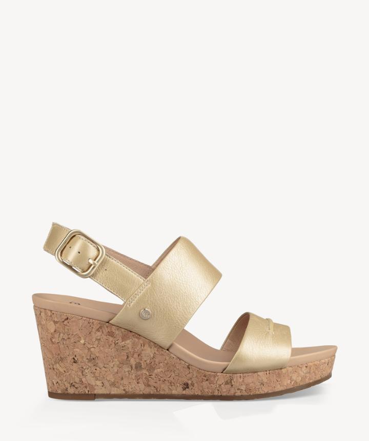 Ugg Ugg &reg; Elena Ii Metallic Platform Wedges Soft Gold Size 7.5 Leather From Sole Society