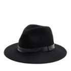 Sole Society Sole Society Wide Brim Hat W/ Faux Leather Band - Noir